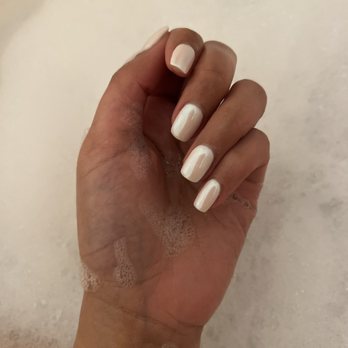 Perfect Care Nails & Spa - My natural nails with dip powder. I think the white color is called "happy bunny" and I have chrome on top. - Nail Salons Near Me - Lowell, Massachusetts