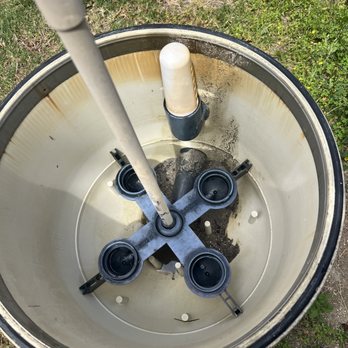 Aqua System Pool Service - Bottom of filter which was supposedly completely cleaned March 14. I took these pictures early May. - Pool Cleaners Near Me Aqua System Pool Service - Bottom of filter which was supposedly completely cleaned March 14. I took these pictures early May. - Pool Cleaners Near Me