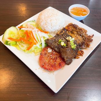 Pho Capital - a plate of food with rice and vegetables - Vietnamese Near Me - Richmond, British Columbia