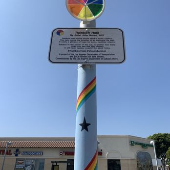 VIVACHE DESIGNS - LADOT & LA Walks Rainbow Halo light pole painted by Vivache Designs - Painters Near Me - Los Angeles, California