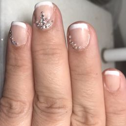 Chunk of polish is missing from the side of the middle nail Chunk of polish is missing from the side of the middle nail