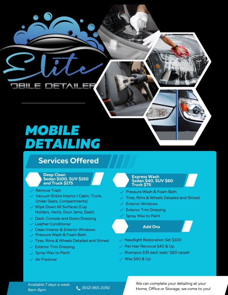 ELITE MOBILE DETAILERS Updated August 2024 Houston, Texas Car