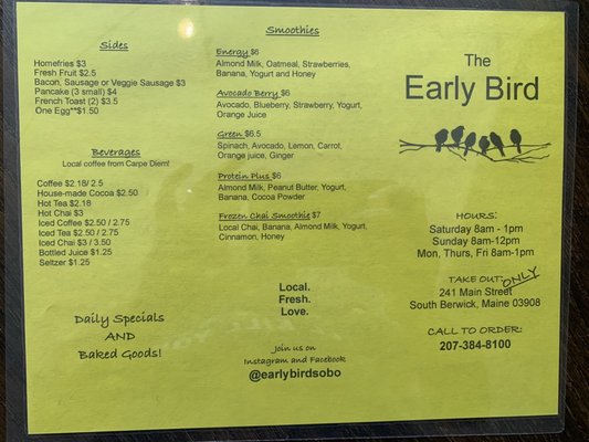Menu photo 3 The Early Bird South Berwick, ME