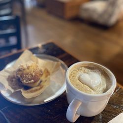 Whole Being Cafe - Latte and blueberry muffin