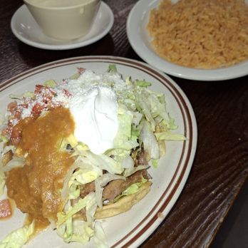 Mis Amigos - Sope of carnitas and side of rice. - Mexican Near Me - Martinsville, Indiana Mis Amigos - Sope of carnitas and side of rice. - Mexican Near Me - Martinsville, Indiana
