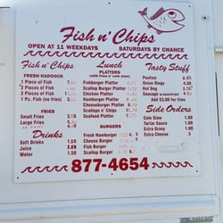 King Street Fish & Chips - Menu with out of date pricing