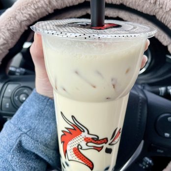 Kung Fu Tea - Large Milk Green Tea with boba - Bubble Tea Near Me - Tulsa, Oklahoma