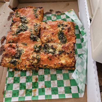 Quarter Sheets - Pesto cheese pizza - Pizza Near Me - Los Angeles, California Quarter Sheets - Pesto cheese pizza - Pizza Near Me - Los Angeles, California