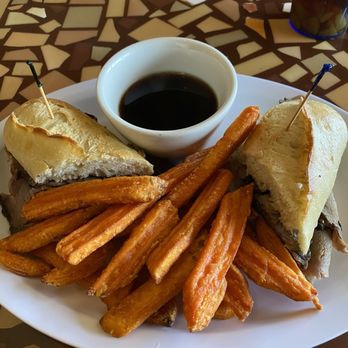 Three Bear's Cafe - French Dip on a baguette with sweet potato wedges - Breakfast & Brunch Near Me - Heber-Overgaard, Arizona