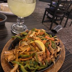 El Molcajete Mexican Grill - Vegetarian fajitas with mushrooms and vegetables (and a classic margarita, of course)