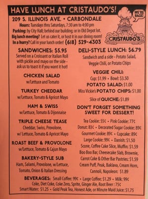 Menu photo 8 Cristaudo's Cafe & Bakery Carbondale, IL Menu photo 8 Cristaudo's Cafe & Bakery Carbondale, IL