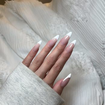 Polished Nail Lounge - French tip almond full set - Nail Salons Near Me - Houston, Texas Polished Nail Lounge - French tip almond full set - Nail Salons Near Me - Houston, Texas