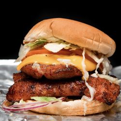 Stamps Super Burgers - Our all beef smoked sausage sandwich is seared to perfection and served on a toasted bun with your choice of toppings.