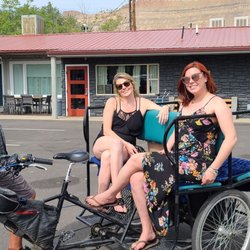 Palisade Pedicab - Mark and my girls getting ready for our pedicab adventure!