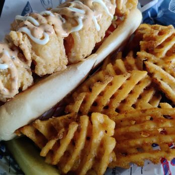 Crab Du Jour - Whitehall - First of, waffle fries were on point. The shrimp po boy was delicious! Crunchy and yummy. - Seafood Near Me - Whitehall, Pennsylvania