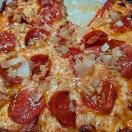 Pepperoni and onion large pizza