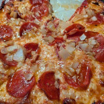 Home Cafe - Pepperoni and onion large pizza - Pizza Near Me - Brockton, Massachusetts