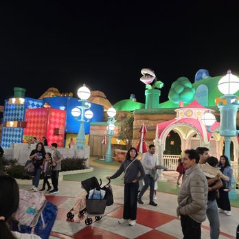 Super Nintendo World - decor at night - Amusement Parks Near Me - Orlando, Florida