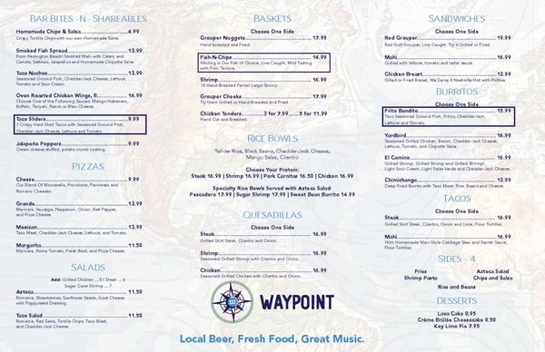 Menu photo 2 Waypoint Bar and Grill Palmetto, FL Menu photo 2 Waypoint Bar and Grill Palmetto, FL