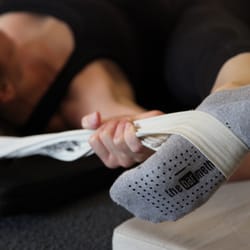 The Bar Method - Palo Alto - Strap stretch, so good for the hammys. :)
