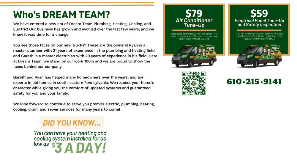 Slide of Dream Team - Plumbing, Heating, Cooling, & Electric