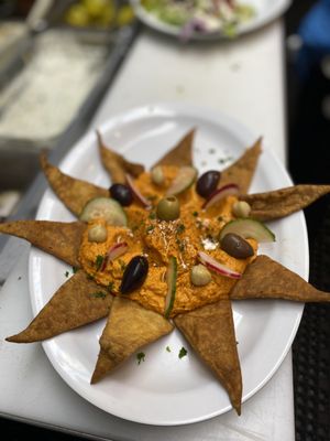 Photo of Odeh’s Mediterranean Kitchen - High Point, NC, US. Red Pepper Hummus