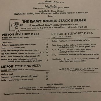 Emily - Menu - Pizza Near Me - New York, New York Emily - Menu - Pizza Near Me - New York, New York