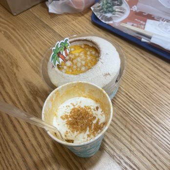 Good Coconut - Whole Coconut Pudding With Mango & Popping Boba & thai milk tea snow - Bubble Tea Near Me - Flushing, New York