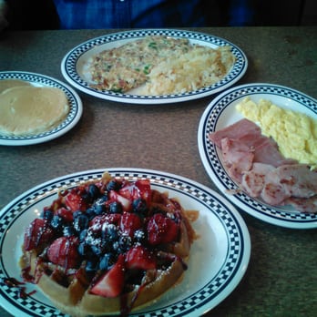 Cozy Corner - Razzle Dazzle waffle, ham, eggs, pancakes, hash & omelette. All very yummy - Pancakes Near Me - Chicago, Illinois Cozy Corner - Razzle Dazzle waffle, ham, eggs, pancakes, hash & omelette. All very yummy - Pancakes Near Me - Chicago, Illinois