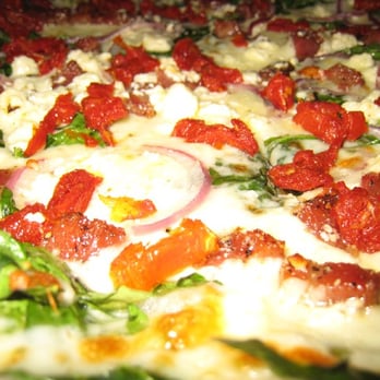 Cucina Venti Restaurant - Medium Three Cheese Pizza with sun-dried tomatoes,  pancetta and other stuff - Italian Near Me - Mountain View, California