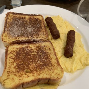 Huxley's Bookmark Cafe - 2x2x2: French toast scrambled eggs and sausage - American Near Me - Meriden, Connecticut Huxley's Bookmark Cafe - 2x2x2: French toast scrambled eggs and sausage - American Near Me - Meriden, Connecticut