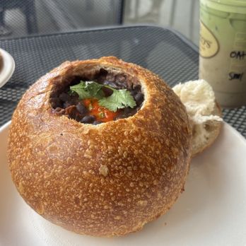 Porto's Bakery & Cafe - Black Bean Soup with Bread Bowl - Bakeries Near Me - Downey, California
