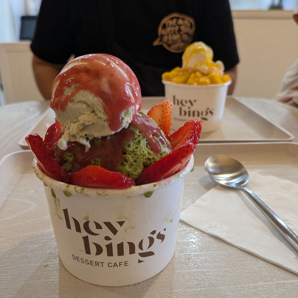 Heybings - Front is Matcha Strawberry (small), back is Mango Paradise (small). Both were super tasty! - Desserts Near Me - Costa Mesa, California Heybings - Front is Matcha Strawberry (small), back is Mango Paradise (small). Both were super tasty! - Desserts Near Me - Costa Mesa, California
