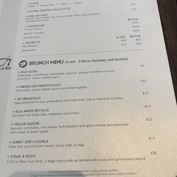 107 Steak & Bar - Menu - Bars Near Me - Doral, Florida