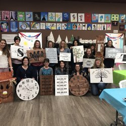 The Art Party Place - Wood workshops class! Everyone can create their own wooden board. Over a 100 different designs to choose from.
