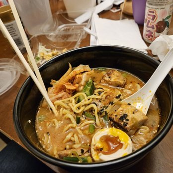 Ani Ramen House - Spicy Miso Ramen with chicken, egg and umami bomb. I probably could have done without the bomb. Ramen was ok. Serving size kind of small. - Asian Fusion Near Me - Larchmont, New York Ani Ramen House - Spicy Miso Ramen with chicken, egg and umami bomb. I probably could have done without the bomb. Ramen was ok. Serving size kind of small. - Asian Fusion Near Me - Larchmont, New York