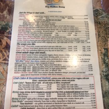 Barbara Jean's Restaurants - Barbara Jeans menu front - Southern Near Me - St. Simons, Georgia