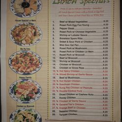 China Fun Restaurant - Page 4 / Back Page of the menu (Lunch Specials)
