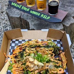 Toki Doki - Prawn Okonomiyaki and a beer flight. Heavenly!