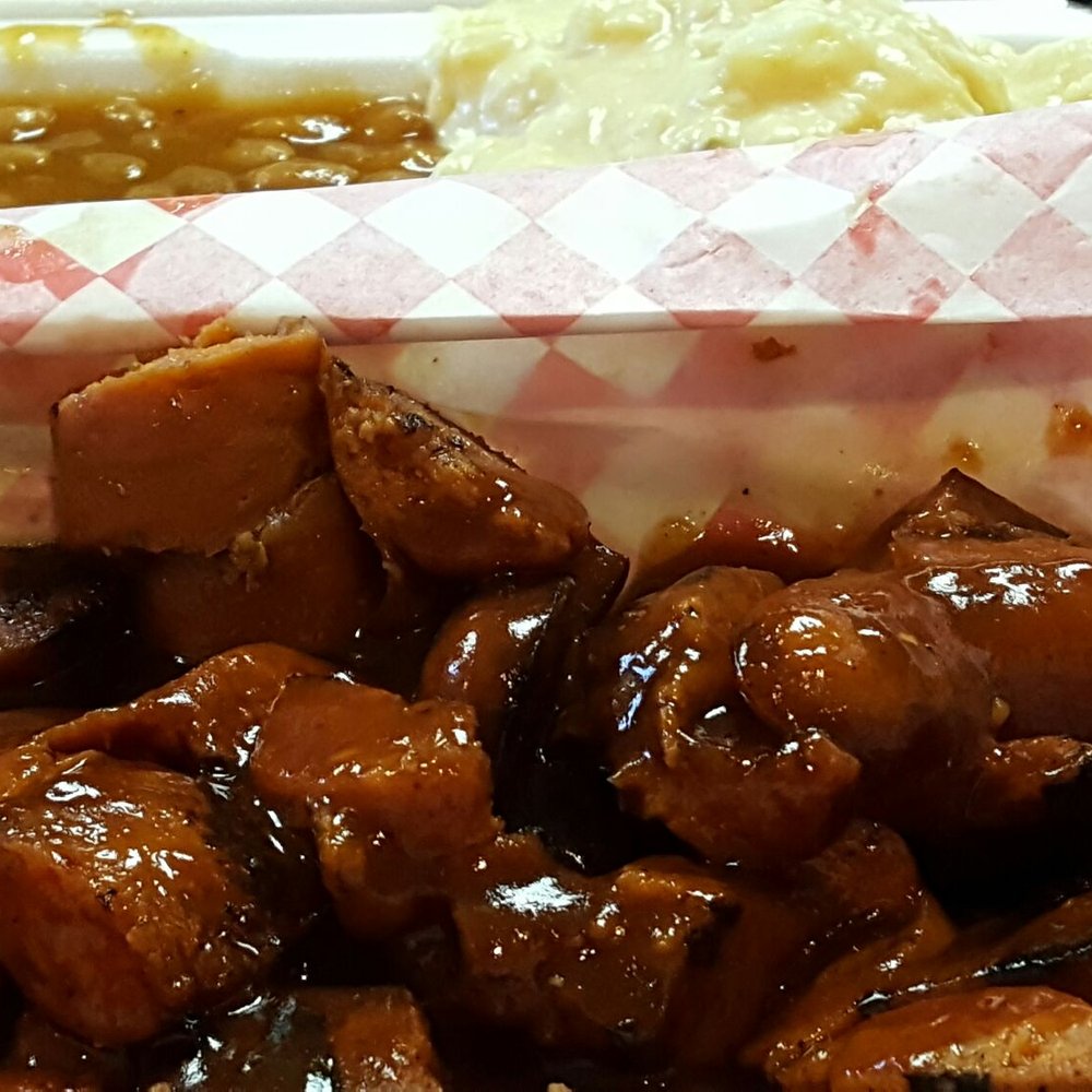 Emma's BBQ - Hot links with baked beans and potato salad (4/1/17) - Southern Near Me - Seattle, Washington Emma's BBQ - Hot links with baked beans and potato salad (4/1/17) - Southern Near Me - Seattle, Washington