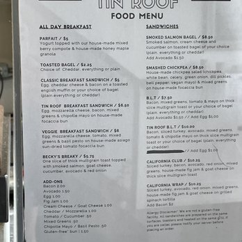 Tin Roof Cafe - Food menu 2 - Coffee & Tea Near Me - Erin, Ontario