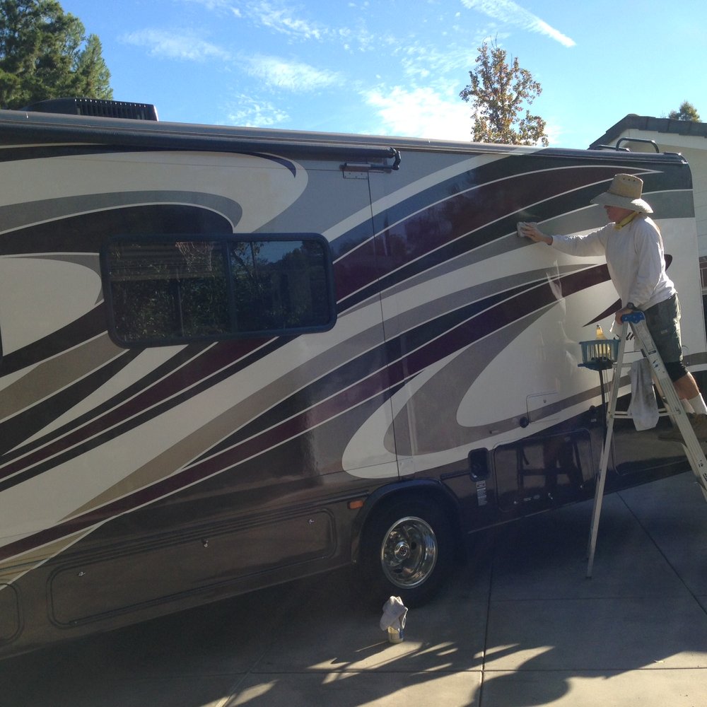 Mark's RV Detail - Mark and his son "hand" waxing our full body paint RV - Auto Detailing Near Me Mark's RV Detail - Mark and his son "hand" waxing our full body paint RV - Auto Detailing Near Me