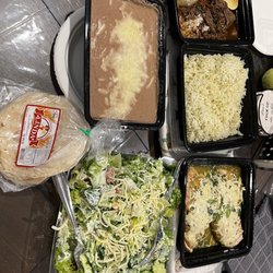 Sapphire Catering - Birria, chicken, refried beans, rice, tortillas, Cobb salad