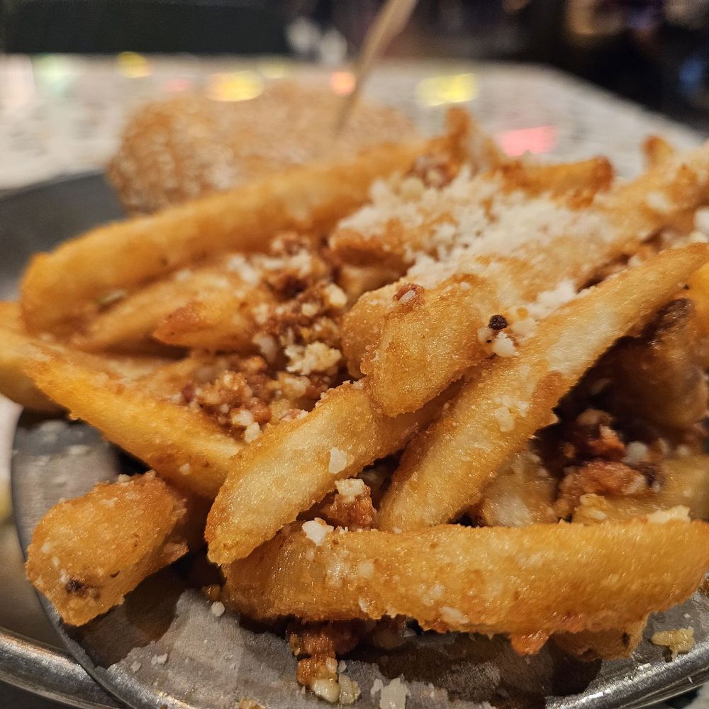 Brewery X - Dirty Fries topped with chorizo and Mexican cheese.  Super bland. - Breweries Near Me - San Diego, California