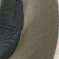 A fourth generation hatter who blocked my hat but couldn't possibly own a brim cutter. Sweat, no pin, cut.