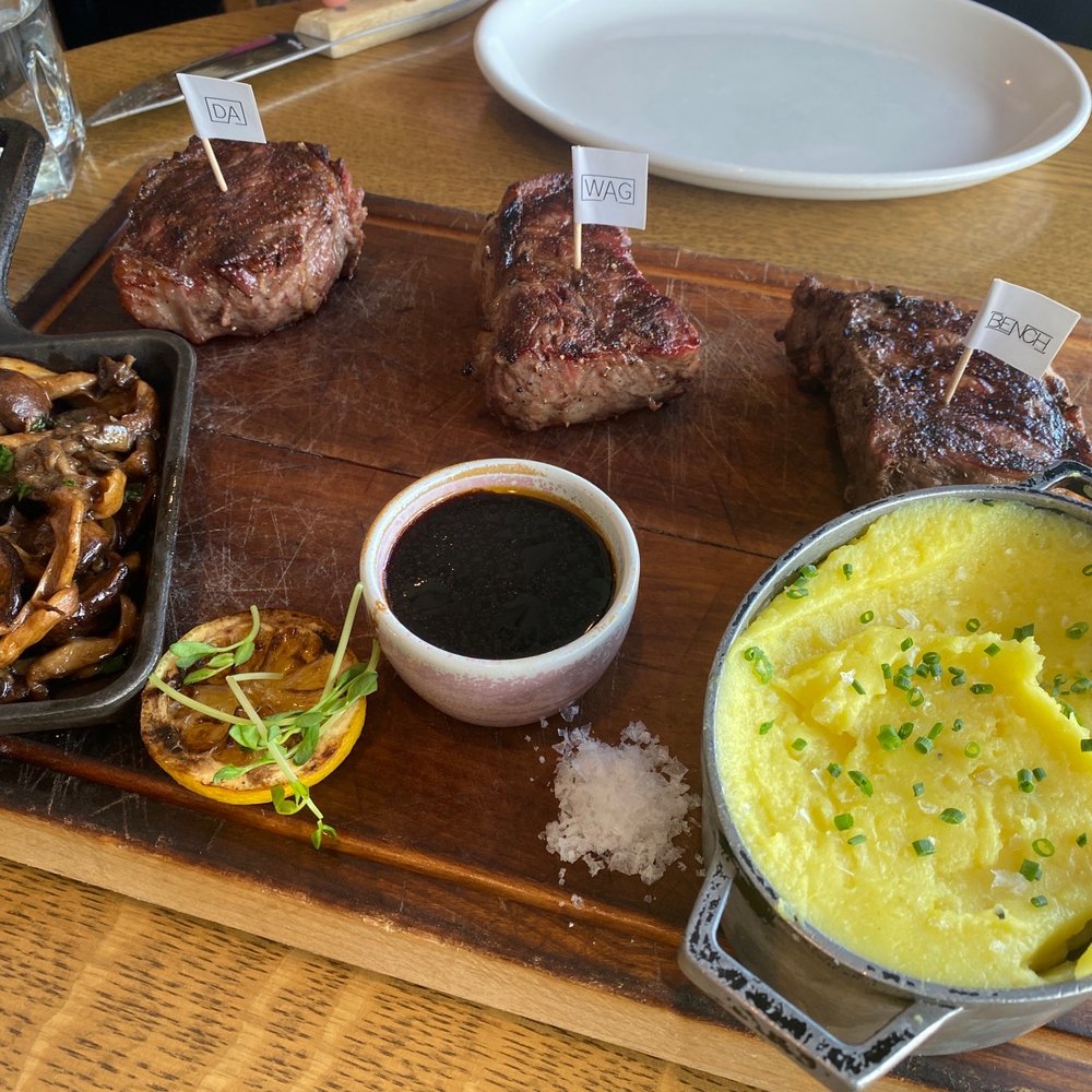 Chuck's Steakhouse - Taste of Alberta... Steak Sampler with mashed potatoes & mushrooms. - Steakhouses Near Me - Banff, Alberta Chuck's Steakhouse - Taste of Alberta... Steak Sampler with mashed potatoes & mushrooms. - Steakhouses Near Me - Banff, Alberta