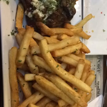 Barrelhouse 101 - My mound of fries. It's supposed to be mashed potatoes and a salad..steak was cooked great though - American Near Me - Ventura, California
