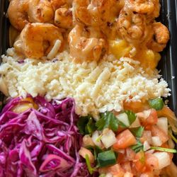 Crave Eatery Take Out - Shrimp Taco bowl with rice and beans