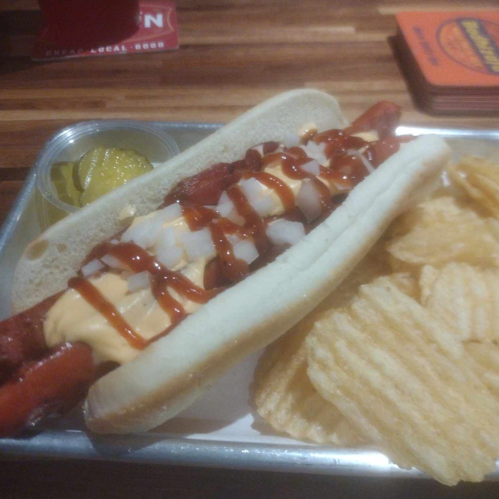 The Puyallup fair hot dog with kettle chips