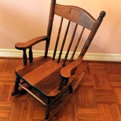 Kotis Furniture Refinishing - Antique Oak Child's Rocking Chair repaired and refinished